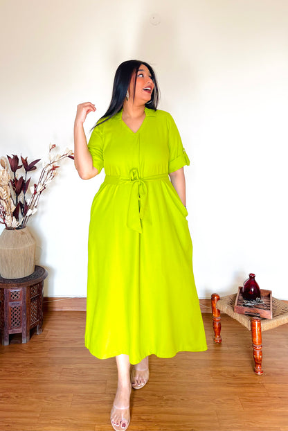 Neon Green Midi Dress