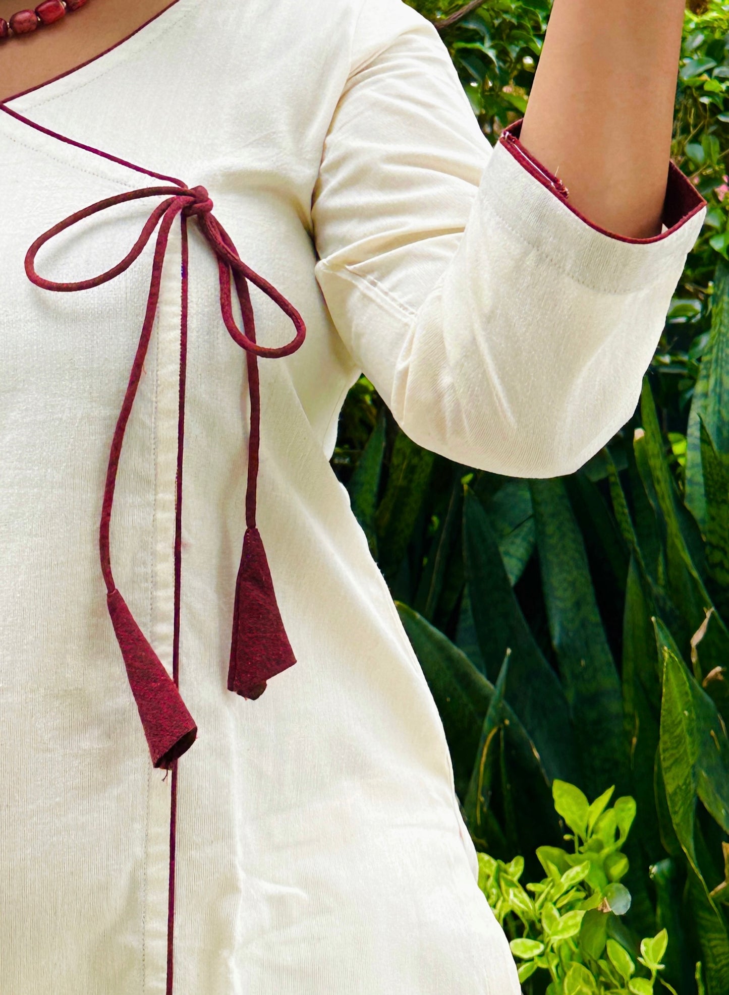 Noor White Ikkat Kurta (S)