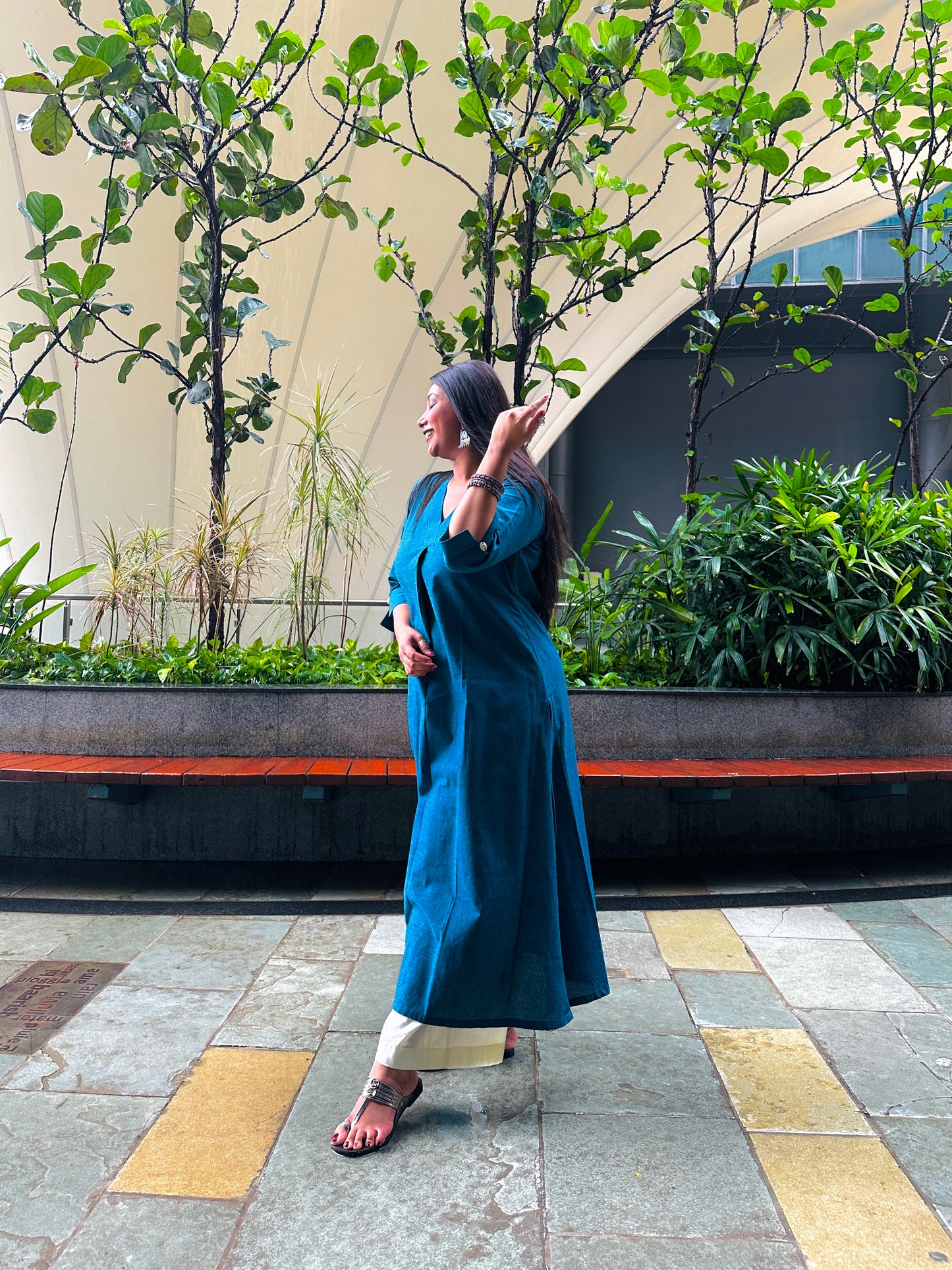 Feroza Ikkat Pleat Kurta (S)