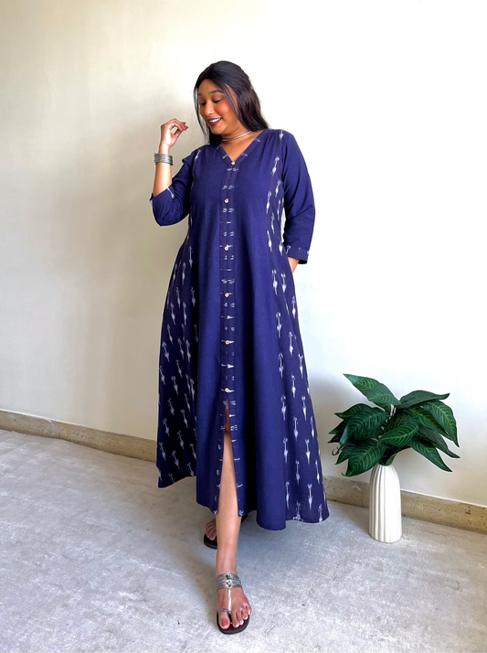 Aria A-line Purple Patchwork Dress
