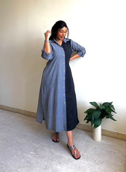 Riyah Half & Half Shirt Dress (S)