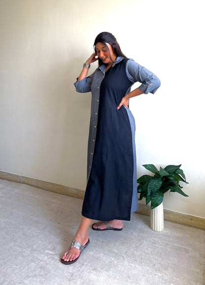 Riyah Half & Half Shirt Dress (S)