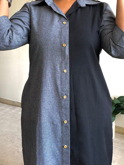 Riyah Half & Half Shirt Dress (S)