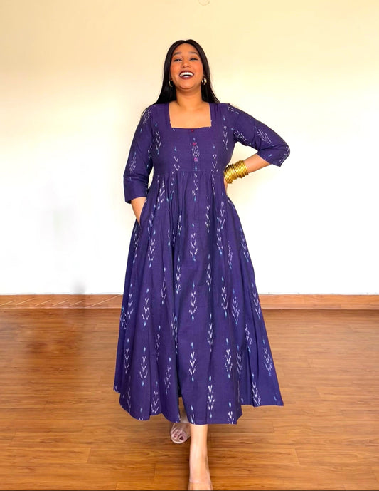 Deep Purple Ikat Maxi Dress