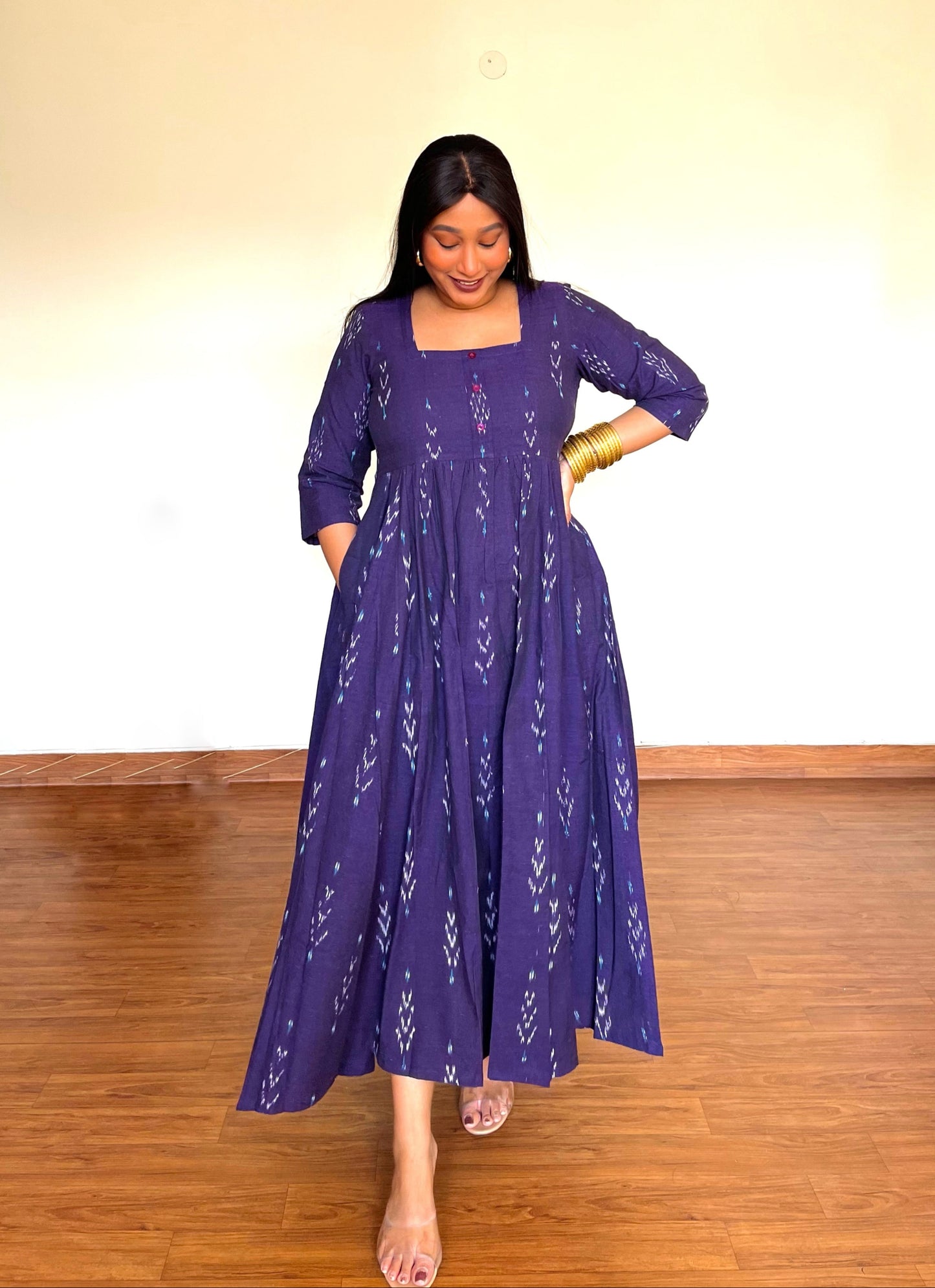 Deep Purple Ikat Maxi Dress
