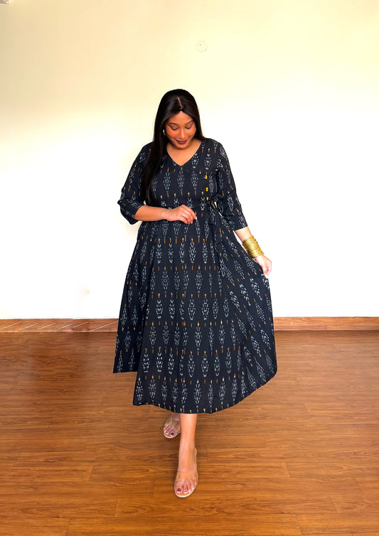 Midnight Black Angrakha Dress