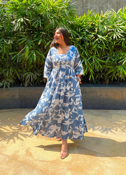 Ash Blue Fit & Flare Dress