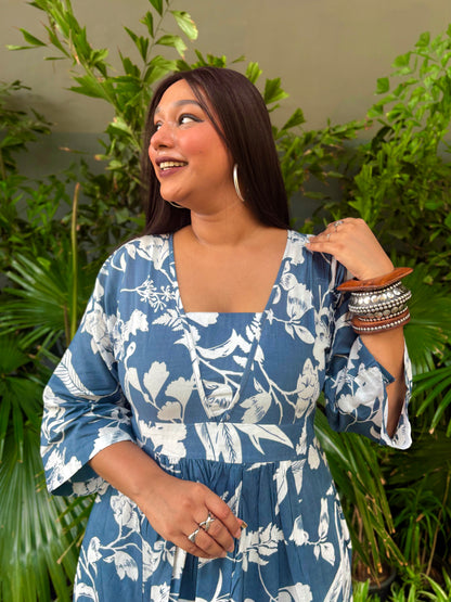 Ash Blue Fit & Flare Dress