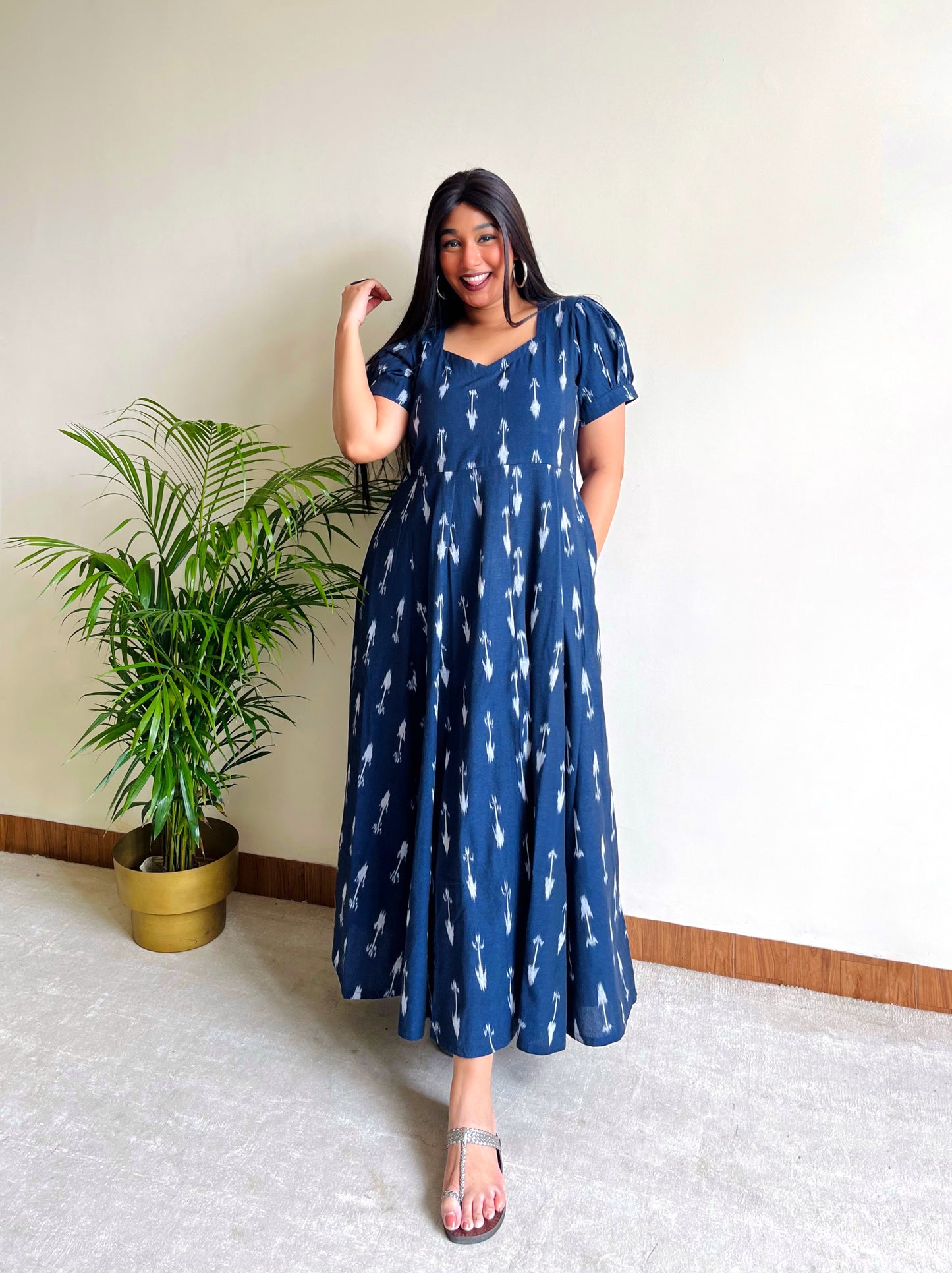 Marine Blue Flare Slit Dress (S)
