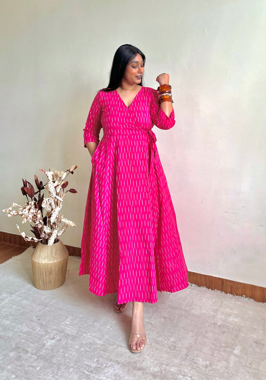 Hibiscus Pink Wrap Dress