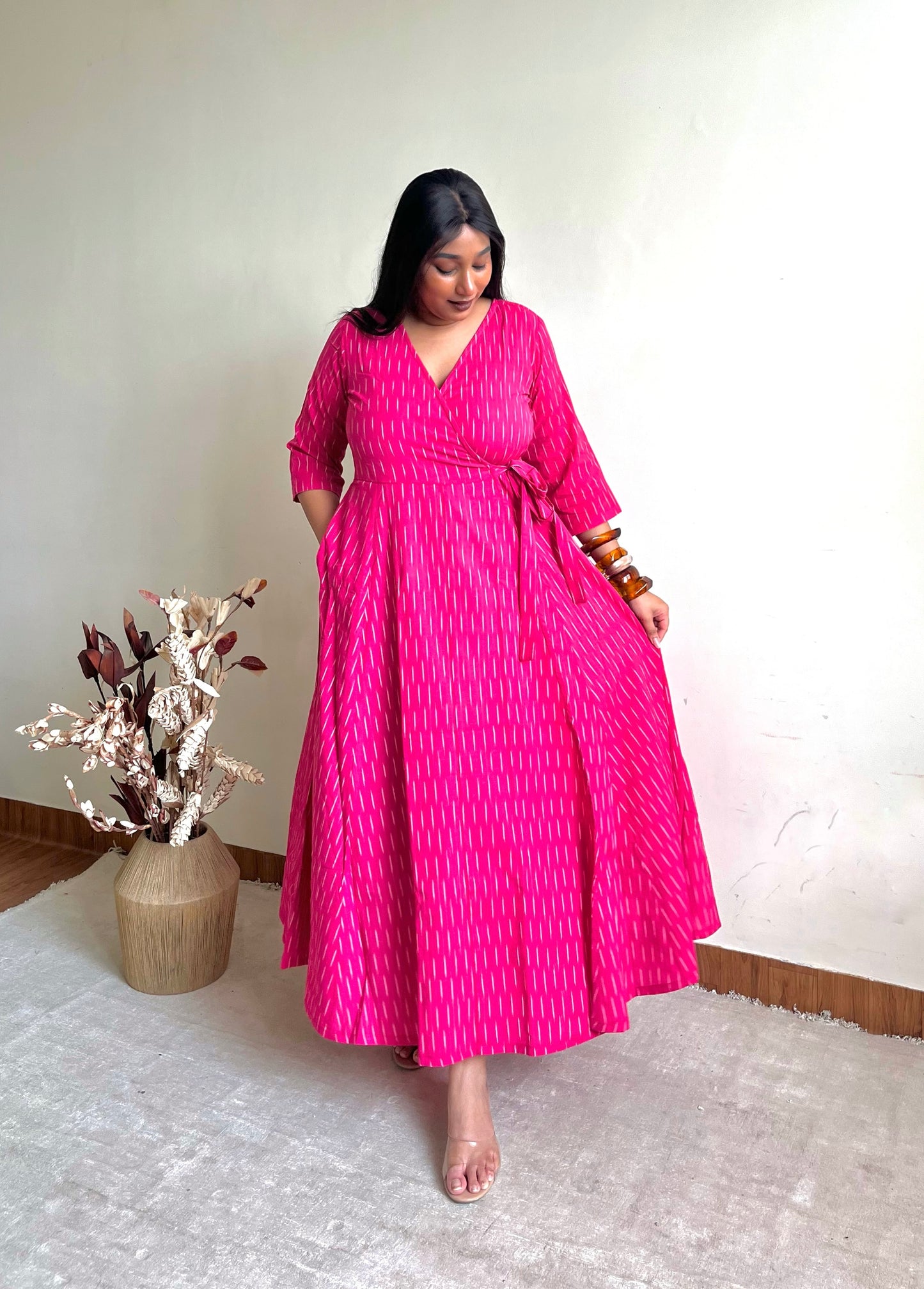 Hibiscus Pink Wrap Dress