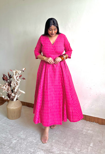 Hibiscus Pink Wrap Dress