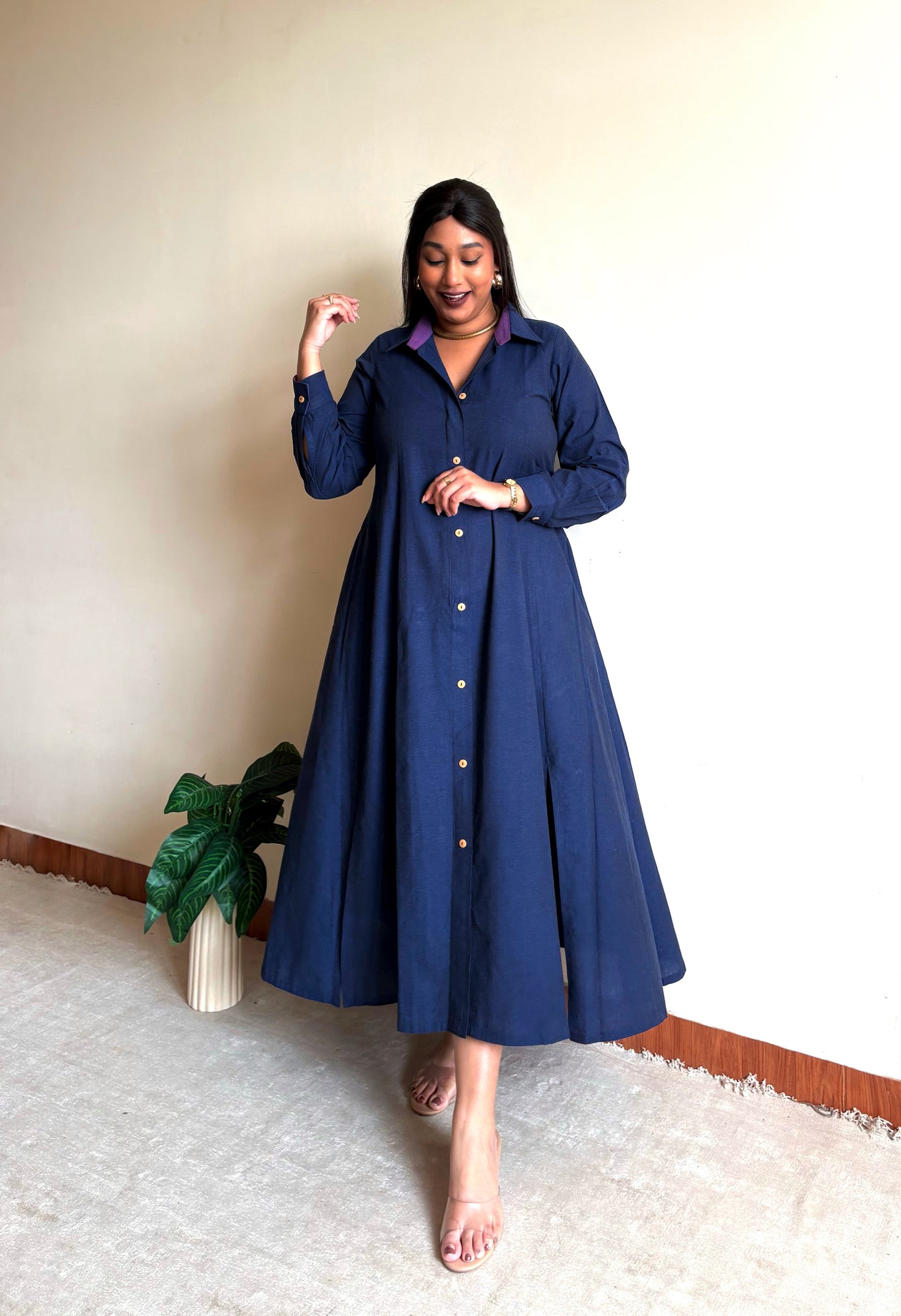 Navy Blue Extra Flare Shirt