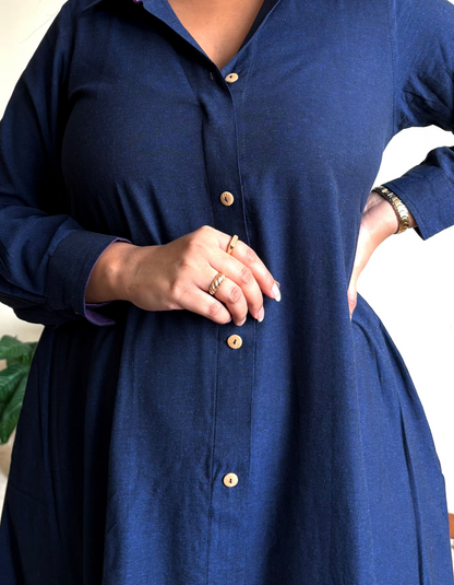 Navy Blue Extra Flare Shirt