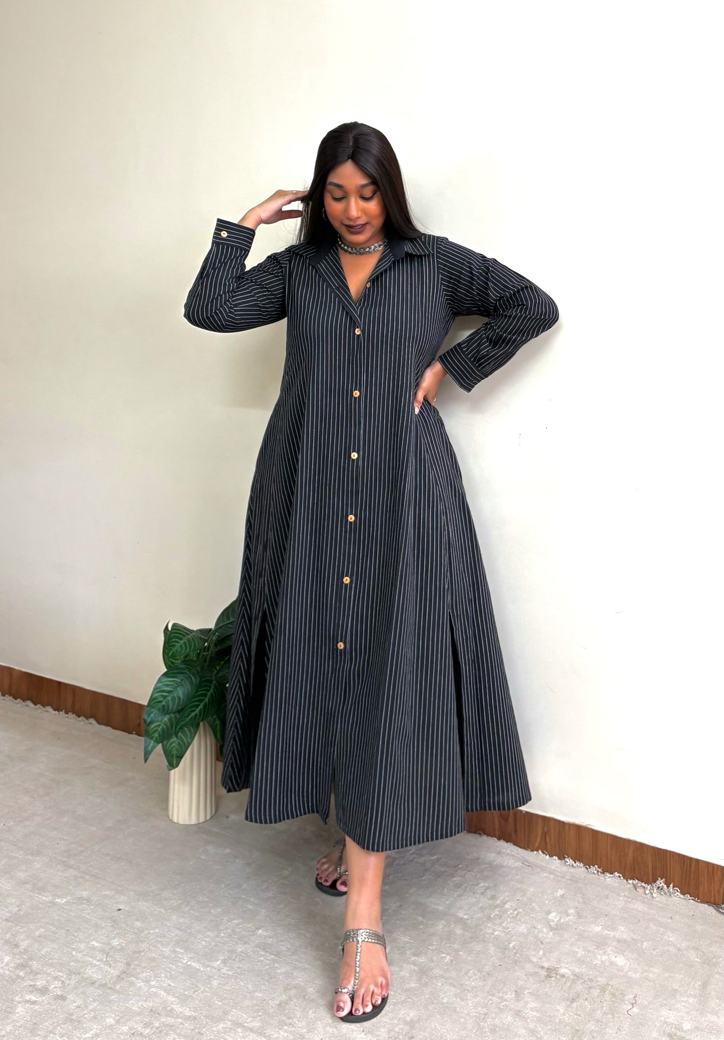 Black Stripe Extra Flare Shirt