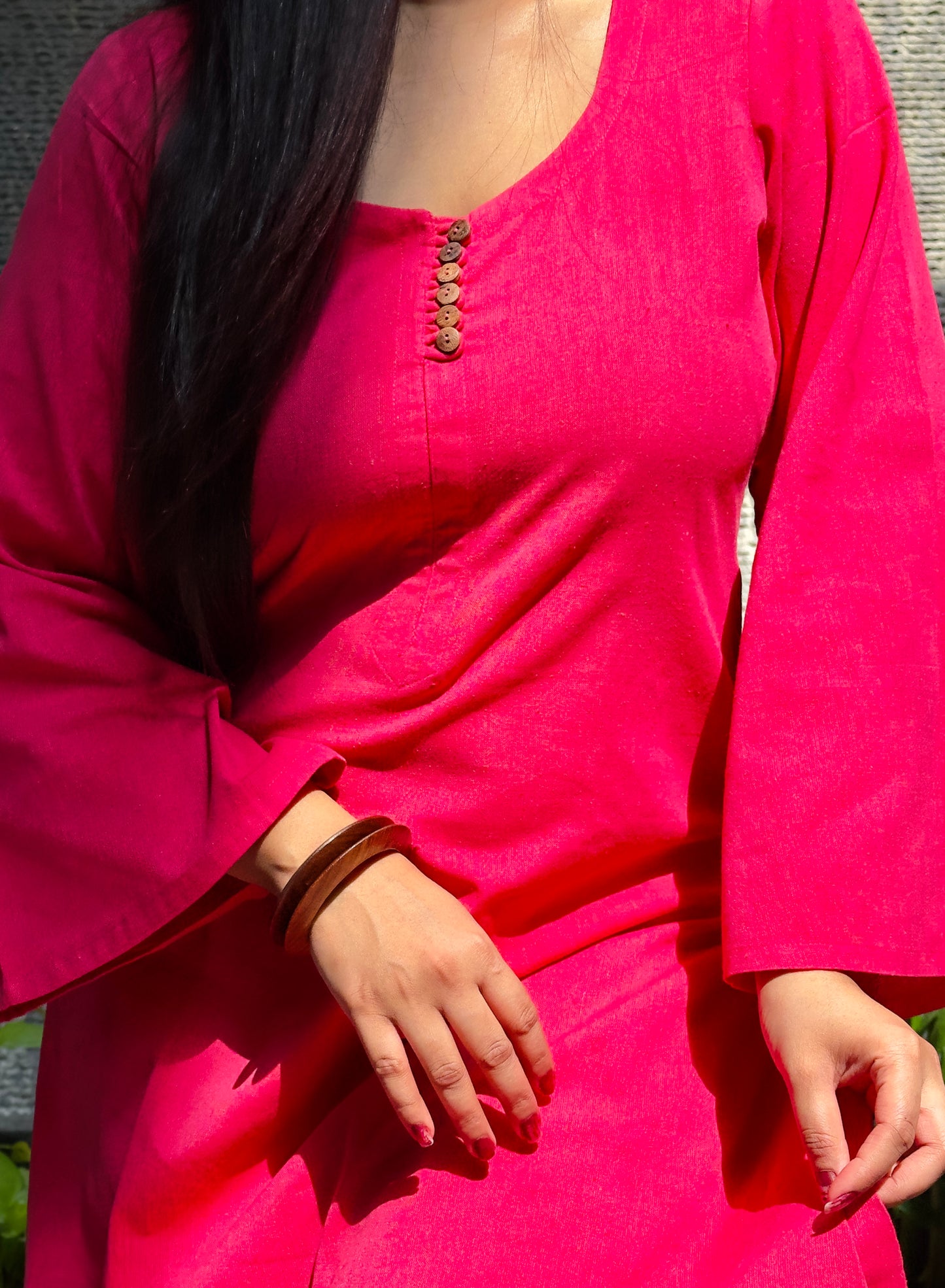 Gulabi Ikkat Kurta (S)