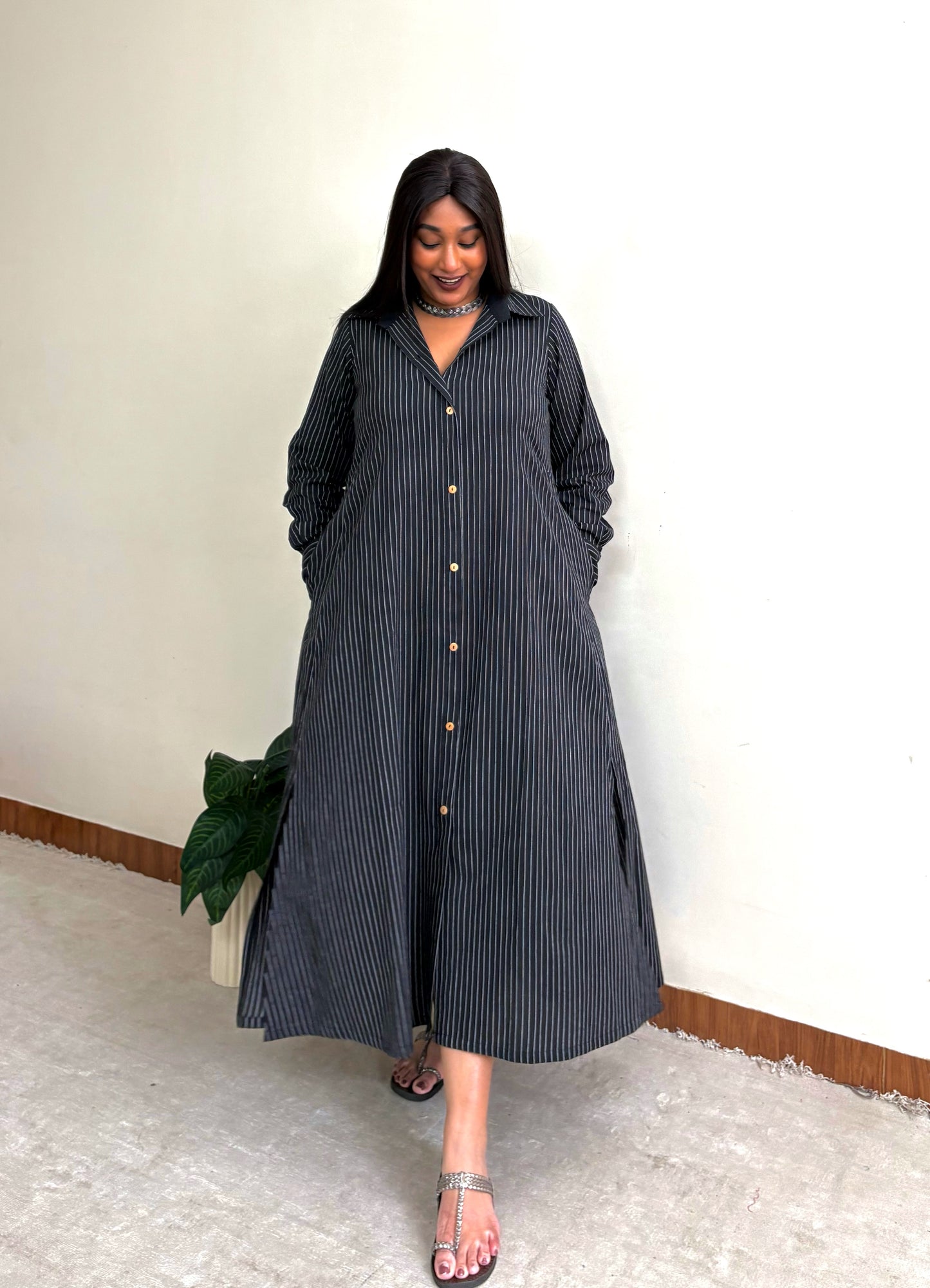 Black Stripe Extra Flare Shirt