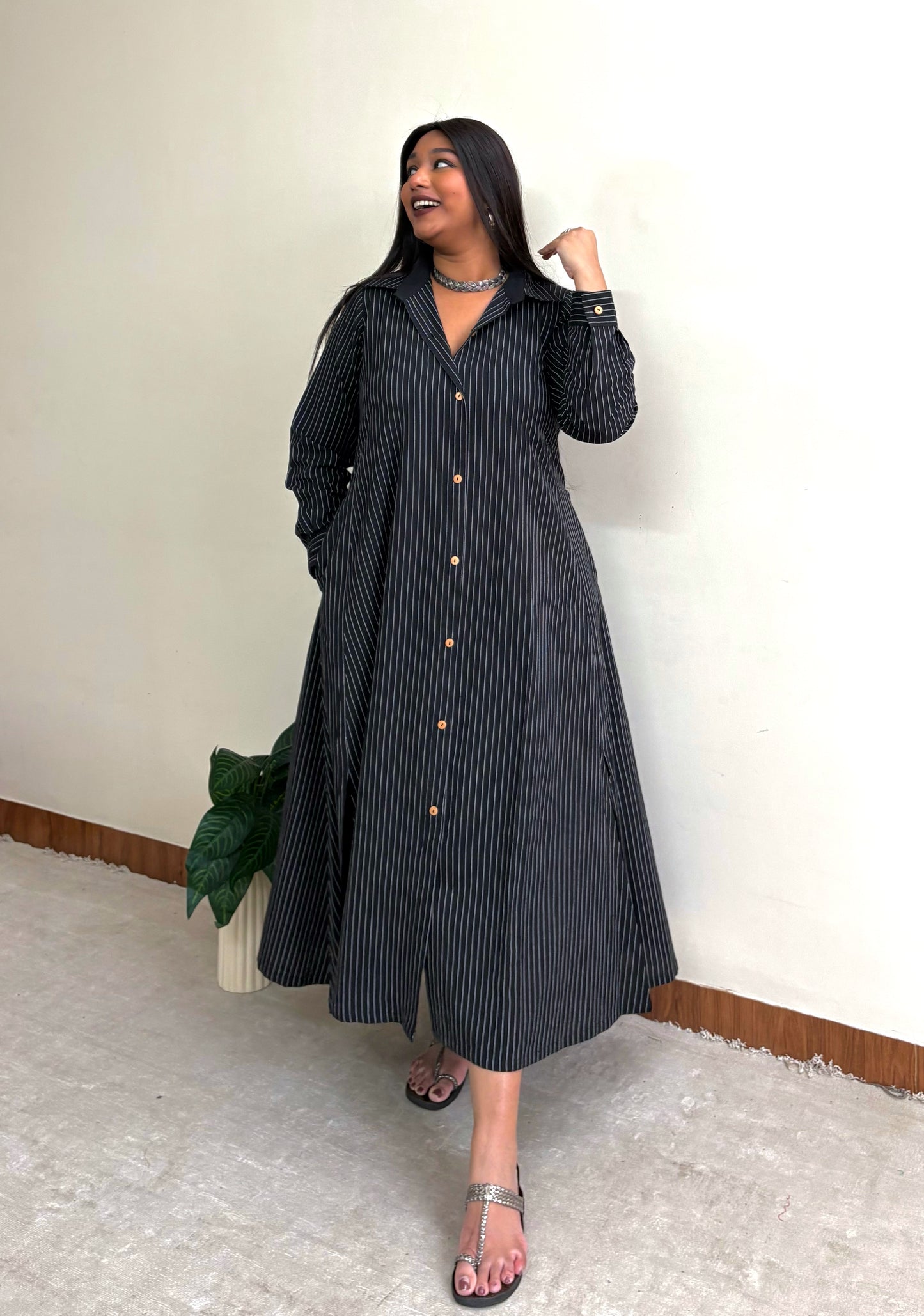Black Stripe Extra Flare Shirt