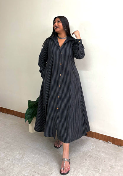 Black Stripe Extra Flare Shirt