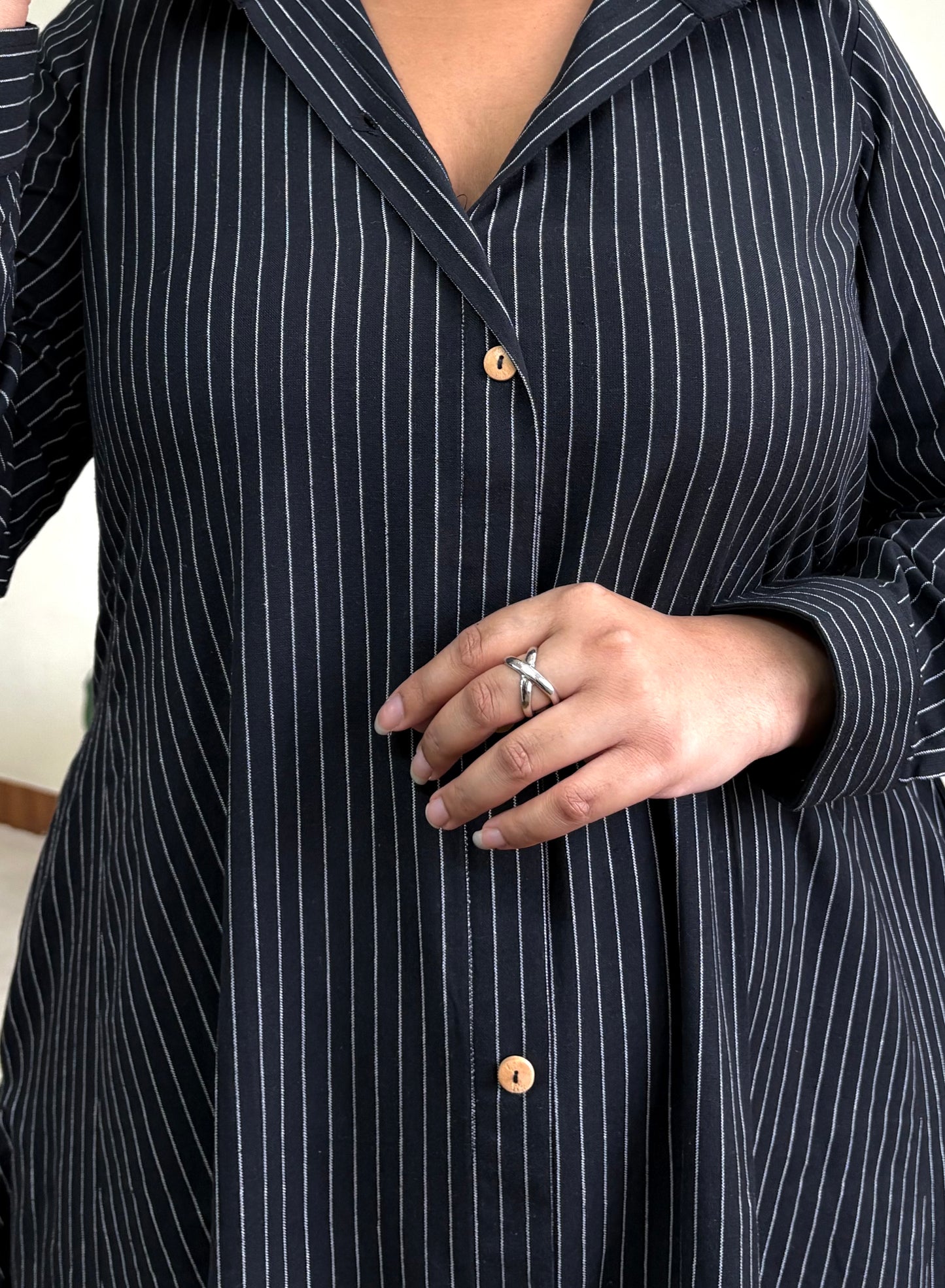 Black Stripe Extra Flare Shirt