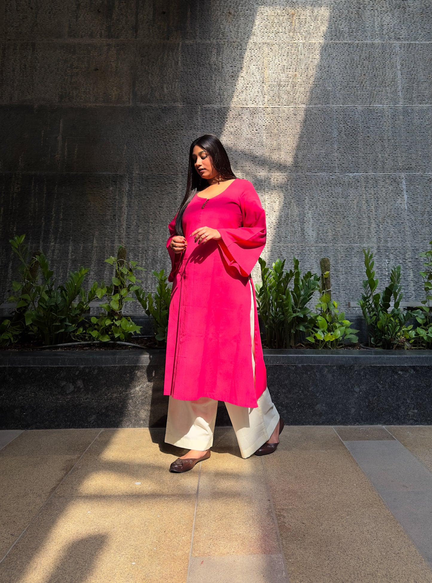 Gulabi Ikkat Kurta (S)