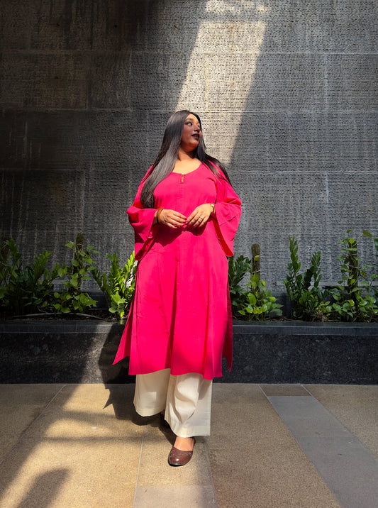 Gulabi Ikkat Kurta (S)