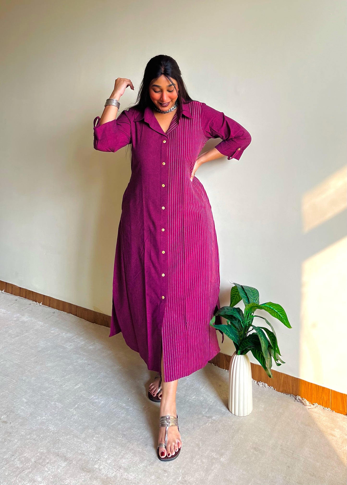 Berry Bloom Shirt Dress (S)