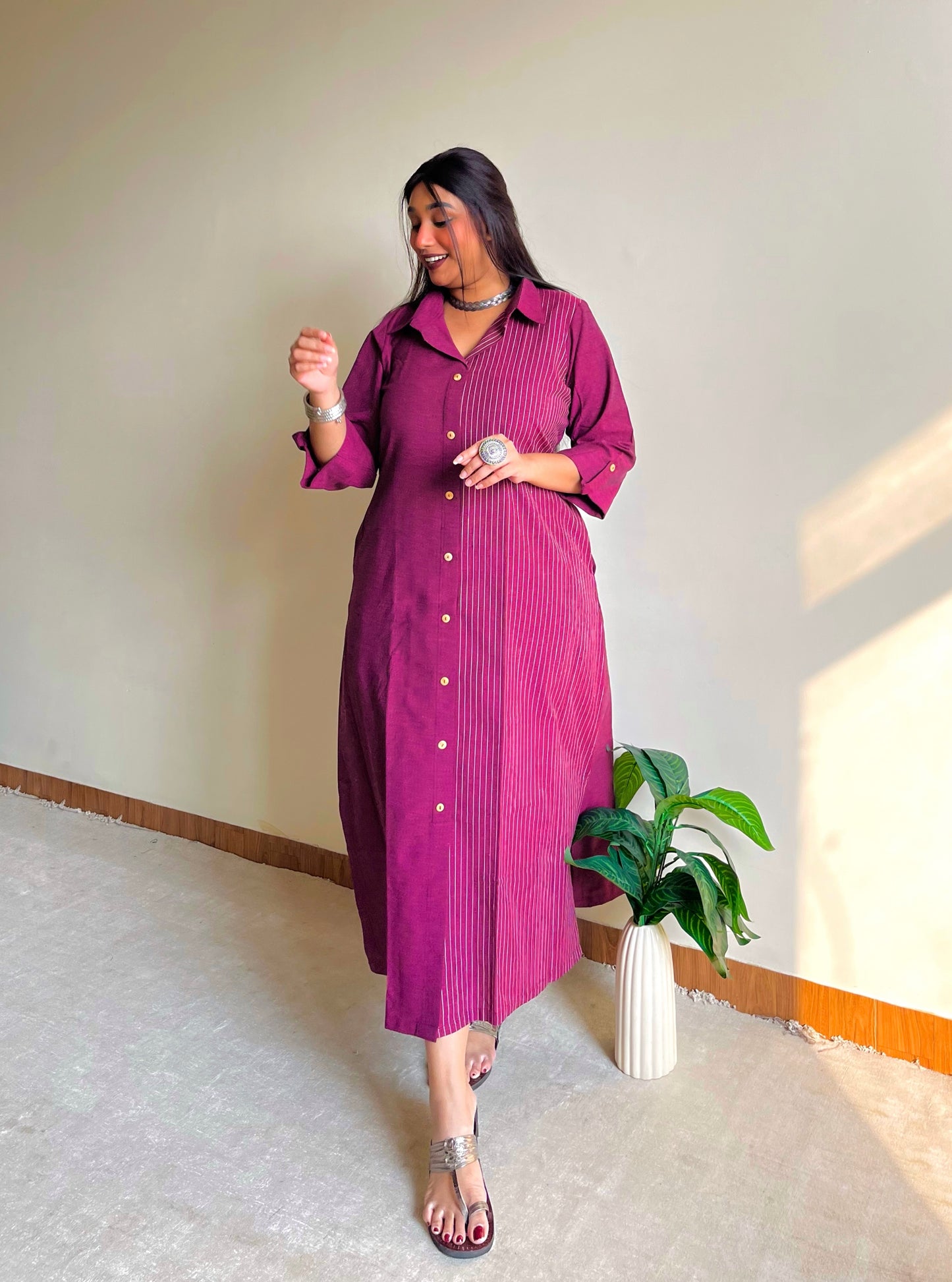 Berry Bloom Shirt Dress (S)