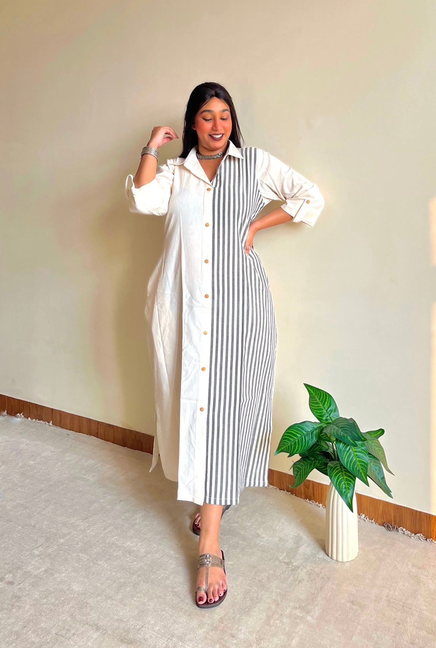 Pearl White Shirt Dress (S)
