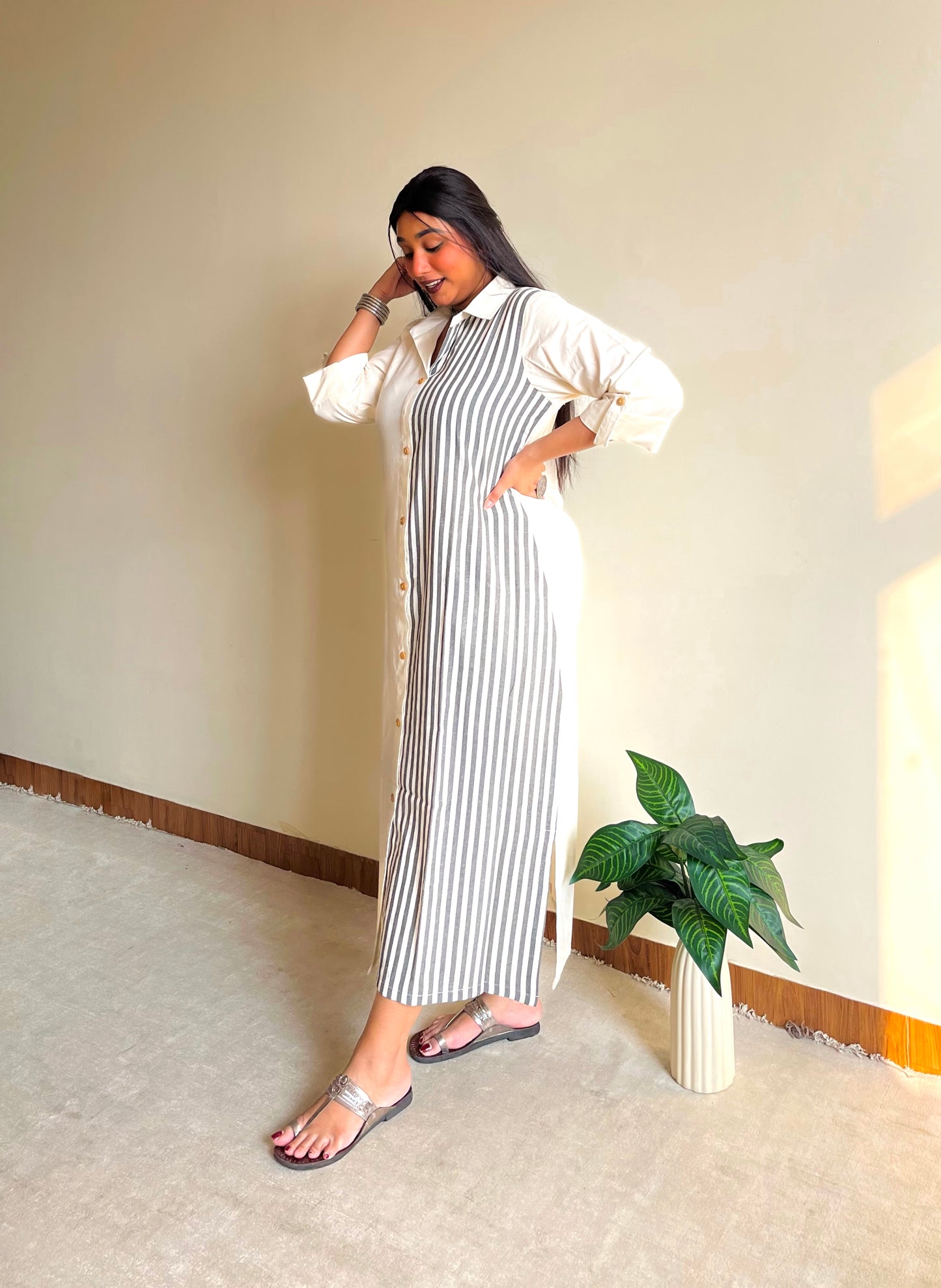 Pearl White Shirt Dress (S)