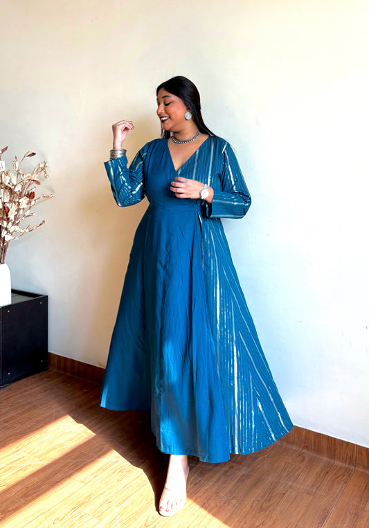 Teal Rayon Wrap Dress