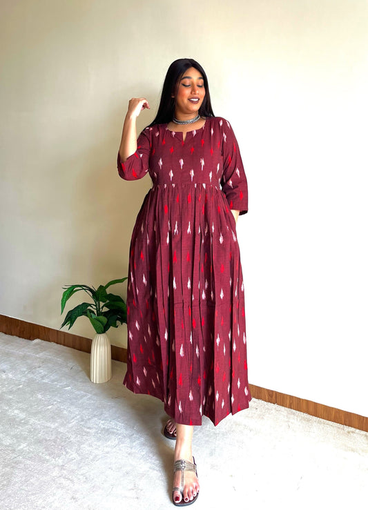 Wine Ikat Maxi Dress (S)