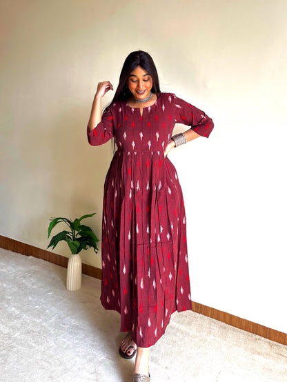 Wine Ikat Maxi Dress (S)