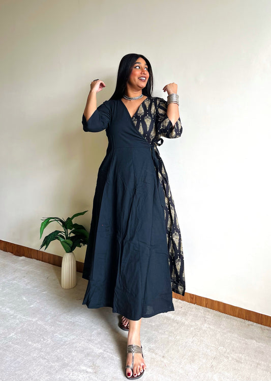 Saima Half & Half Rayon Wrap Dress