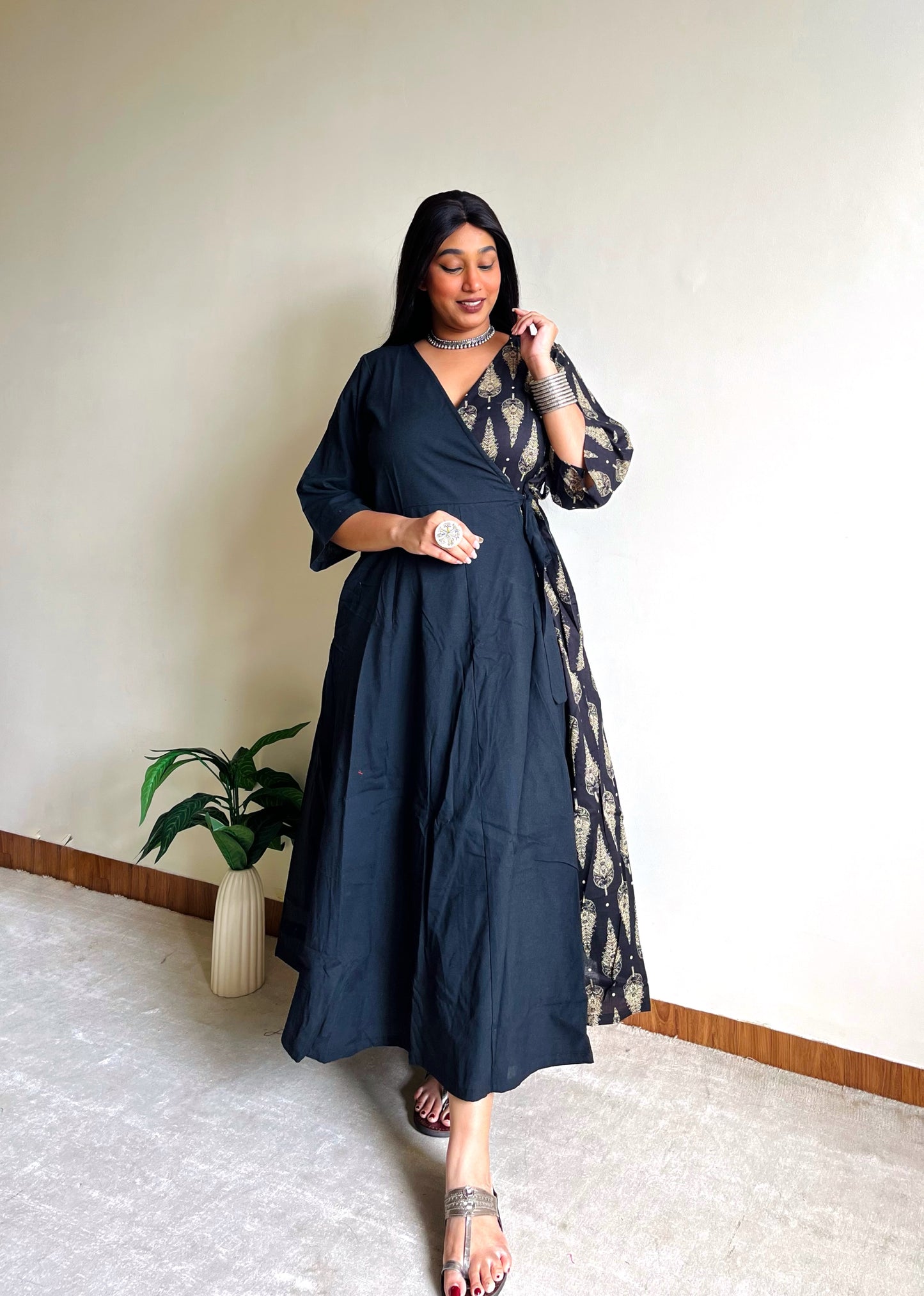 Saima Half & Half Rayon Wrap Dress