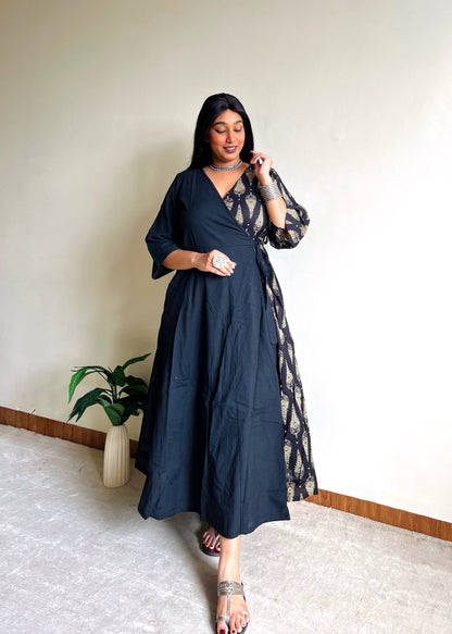 Saima Half & Half Rayon Wrap Dress