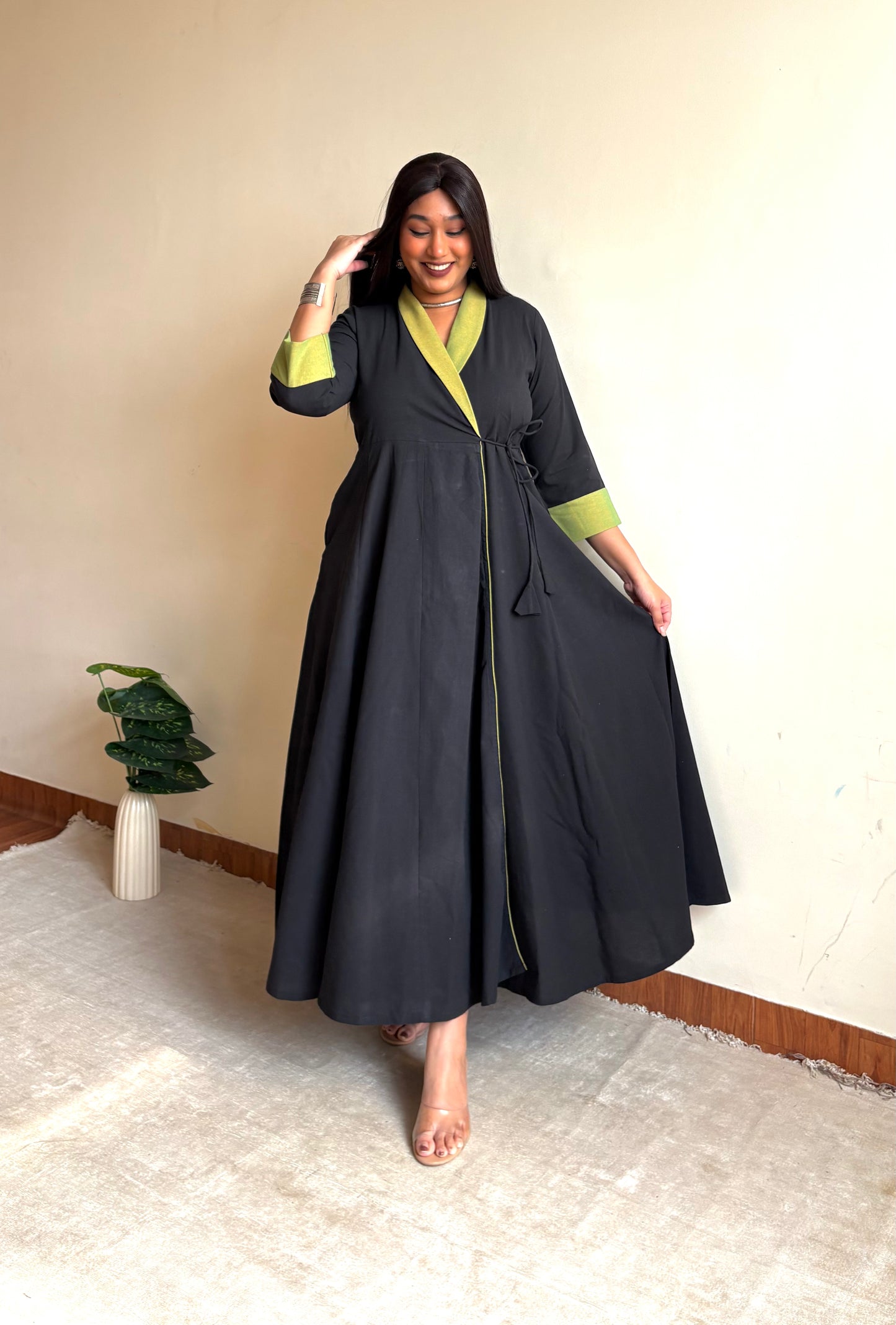 Minaaz Olive Wrap Dress