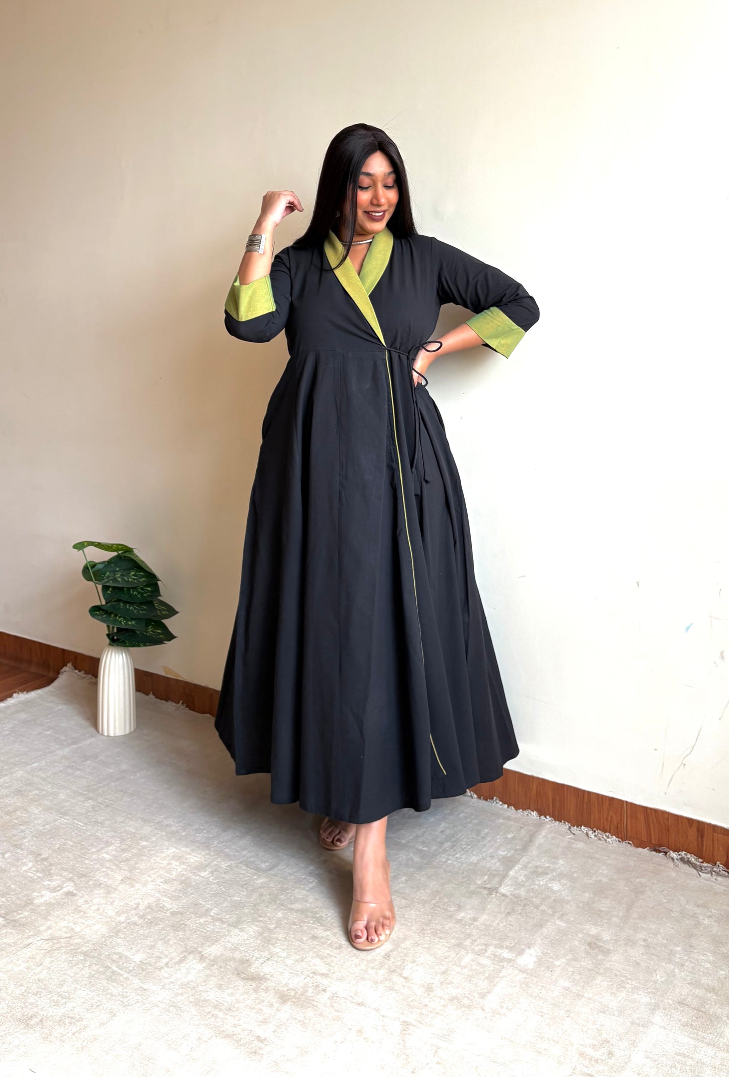 Minaaz Olive Wrap Dress