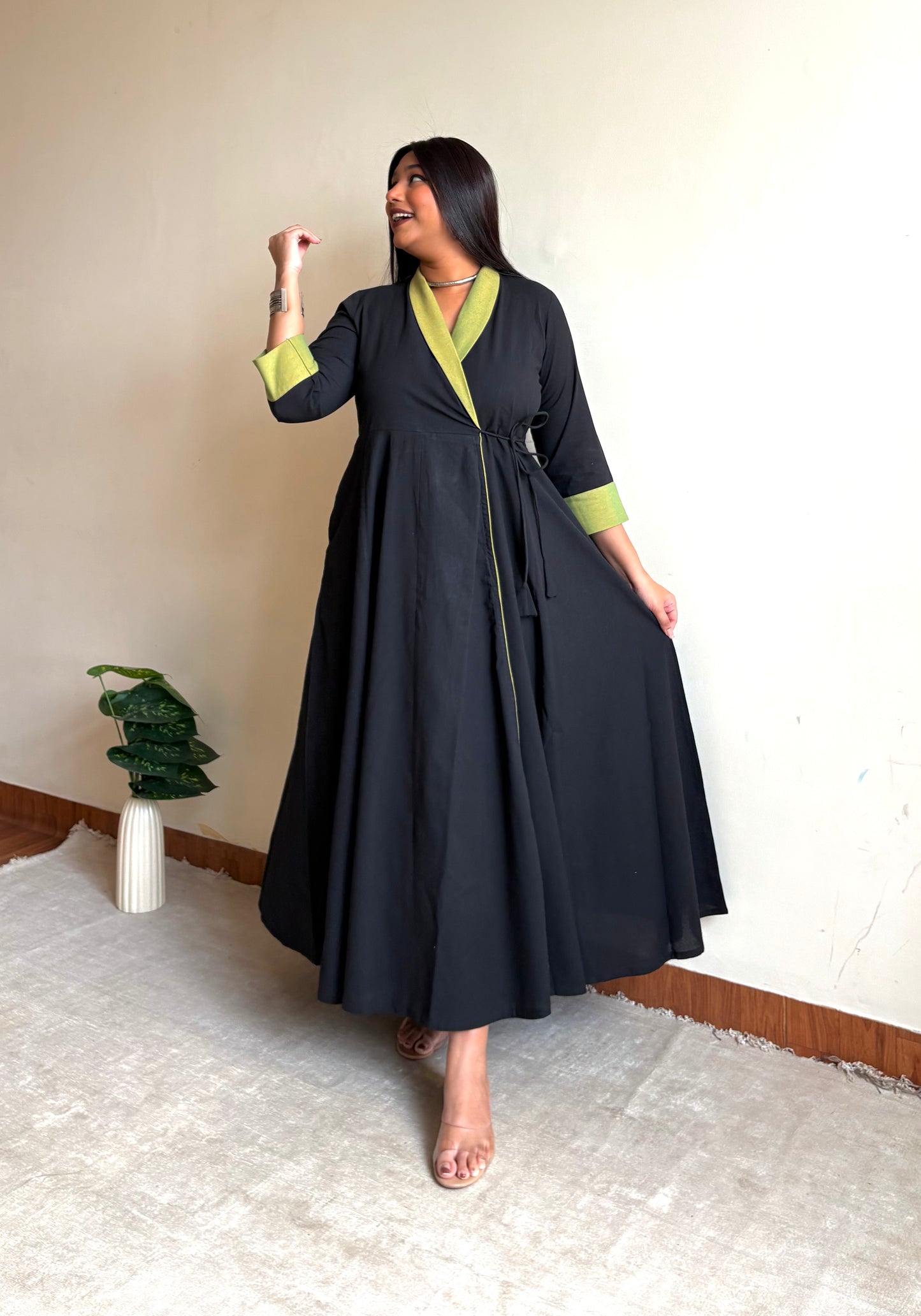 Minaaz Olive Wrap Dress