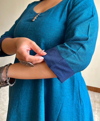 Teal Ikat Anarkali (S)
