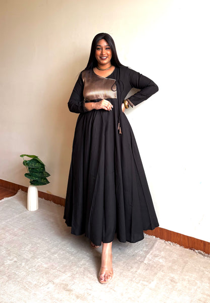 Siyah Brocade Angrakha Anarkali