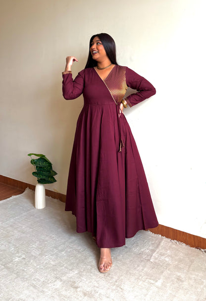 Surk Maroon Brocade Anarkali