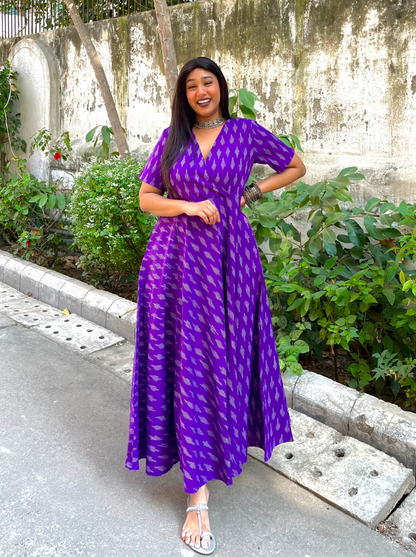 Ayesha Purple Wrap-Style Anarkali
