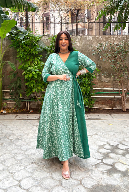 Gul Half & Half Ikkat Wrap Dress