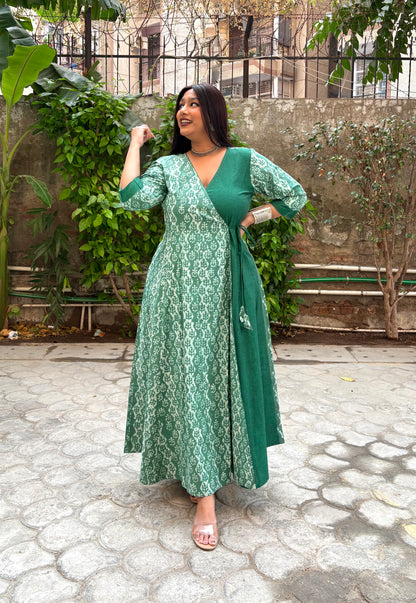 Gul Half & Half Ikkat Wrap Dress