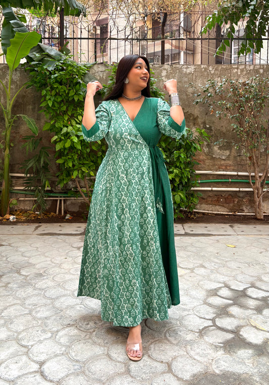 Gul Half & Half Ikkat Wrap Dress