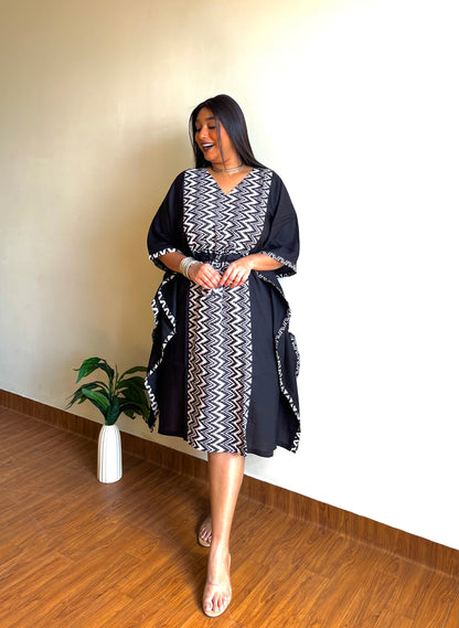 Black Zigzag Panel Kaftan (S)
