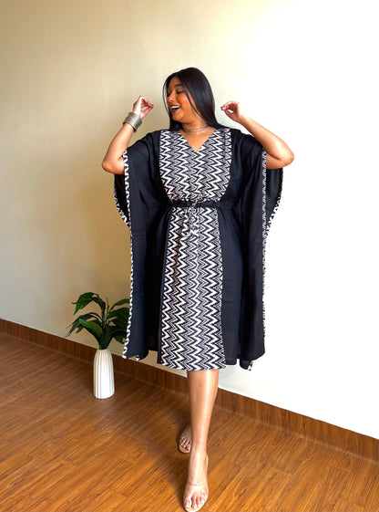 Black Zigzag Panel Kaftan (S)