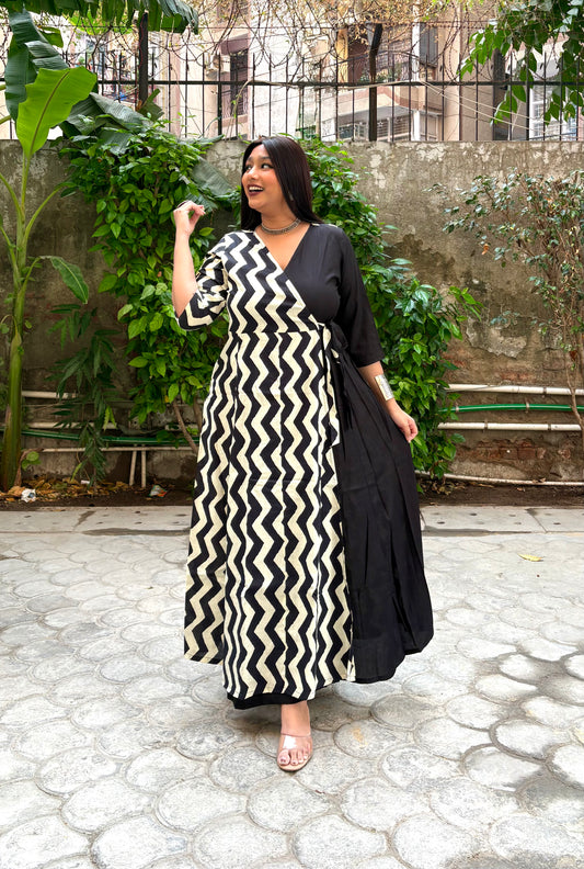 Naaz Half & Half Wrap Dress