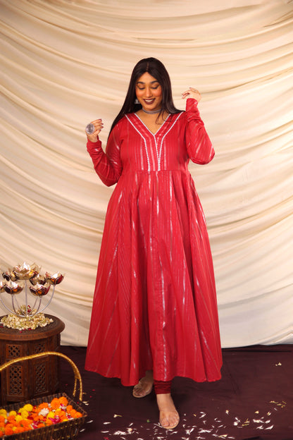 Naira Maroon Anarkali